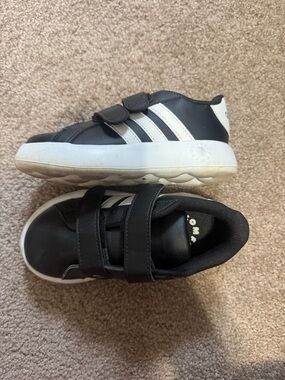 adidas Black and White Kids Velcro Sneakers